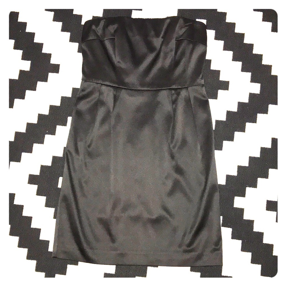 Black Satin Strapless Dress - Express